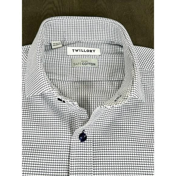 Twillory Dress Shirt Mens Size 16 34/35 Tailored Fit Safe Cotton Non Iron Blue - Picture 5 of 11